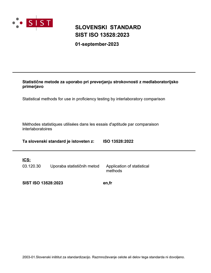 SIST ISO 13528:2023 SIST ISO 13528:2023 - Page 1 preview