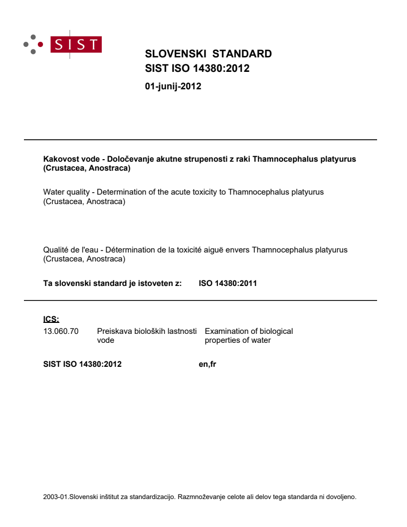 ISO 14380:2011 ISO 14380:2012 - BARVE - Page 1 preview