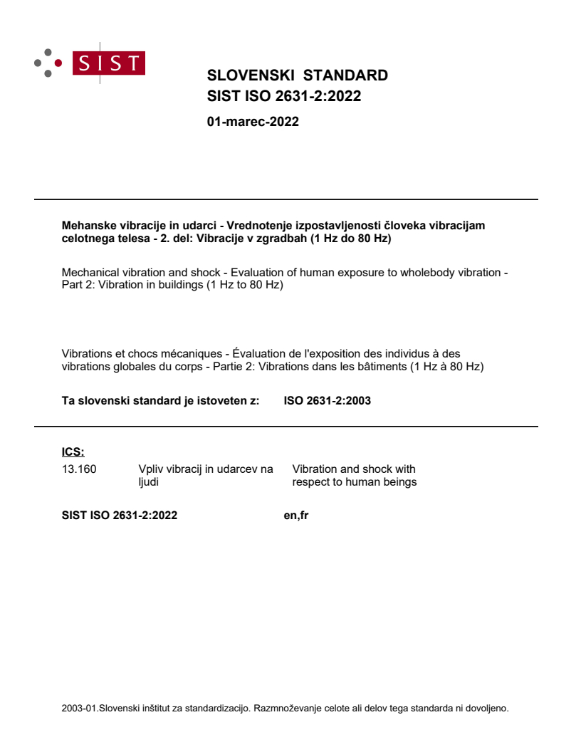 ISO 2631-2:2003 ISO 2631-2:2022 - Page 1 preview