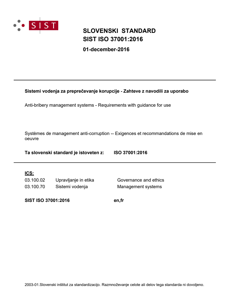 ISO 37001:2016 ISO 37001:2016 - Page 1 preview
