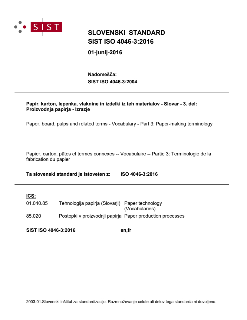 ISO 4046-3:2016 ISO 4046-3:2016 - Page 1 preview