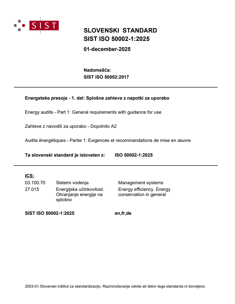 SIST ISO 50002-1:2025
