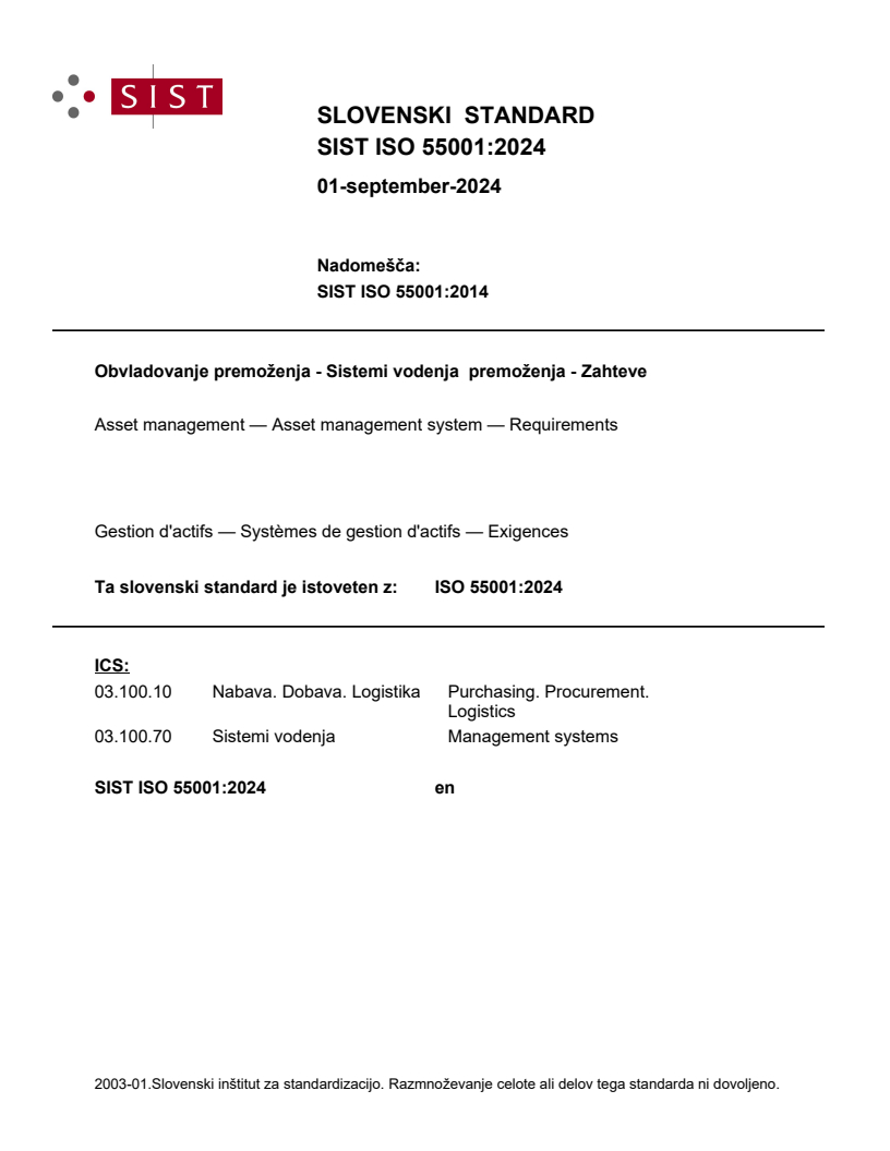 SIST ISO 55001:2024 SIST ISO 55001:2024 - Page 1 preview
