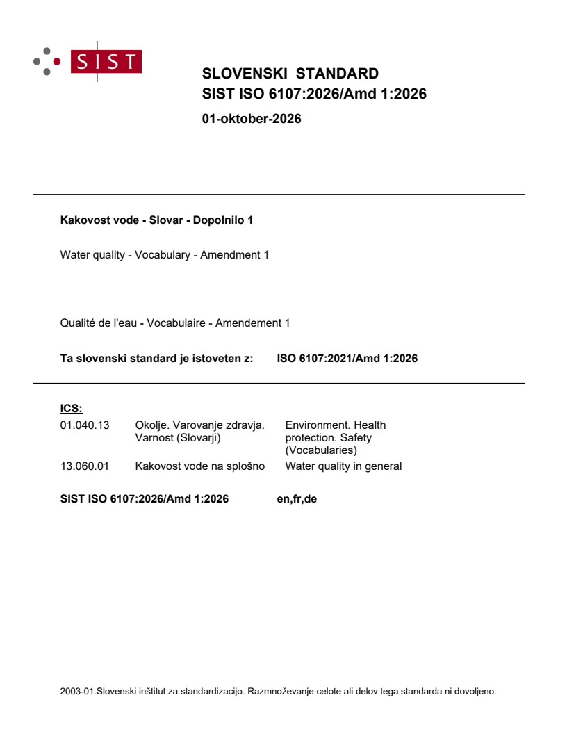 SIST ISO 6107:2026/Amd 1:2026 SIST ISO 6107:2026/Amd 1:2026 - Page 1 preview