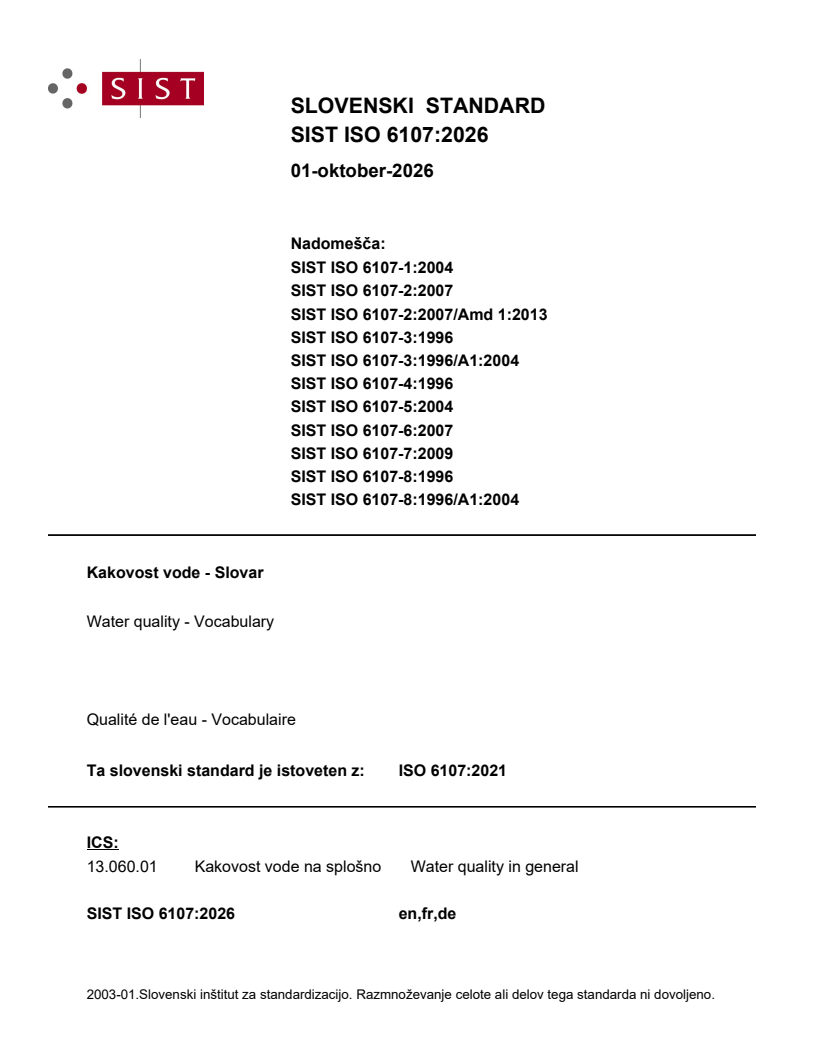SIST ISO 6107:2026 SIST ISO 6107:2026 - Page 1 preview
