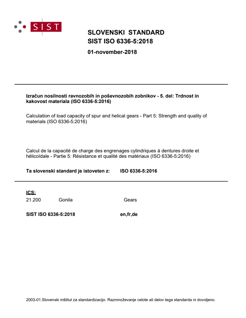 ISO 6336-5:2016 ISO 6336-5:2018 - BARVE - Page 1 preview