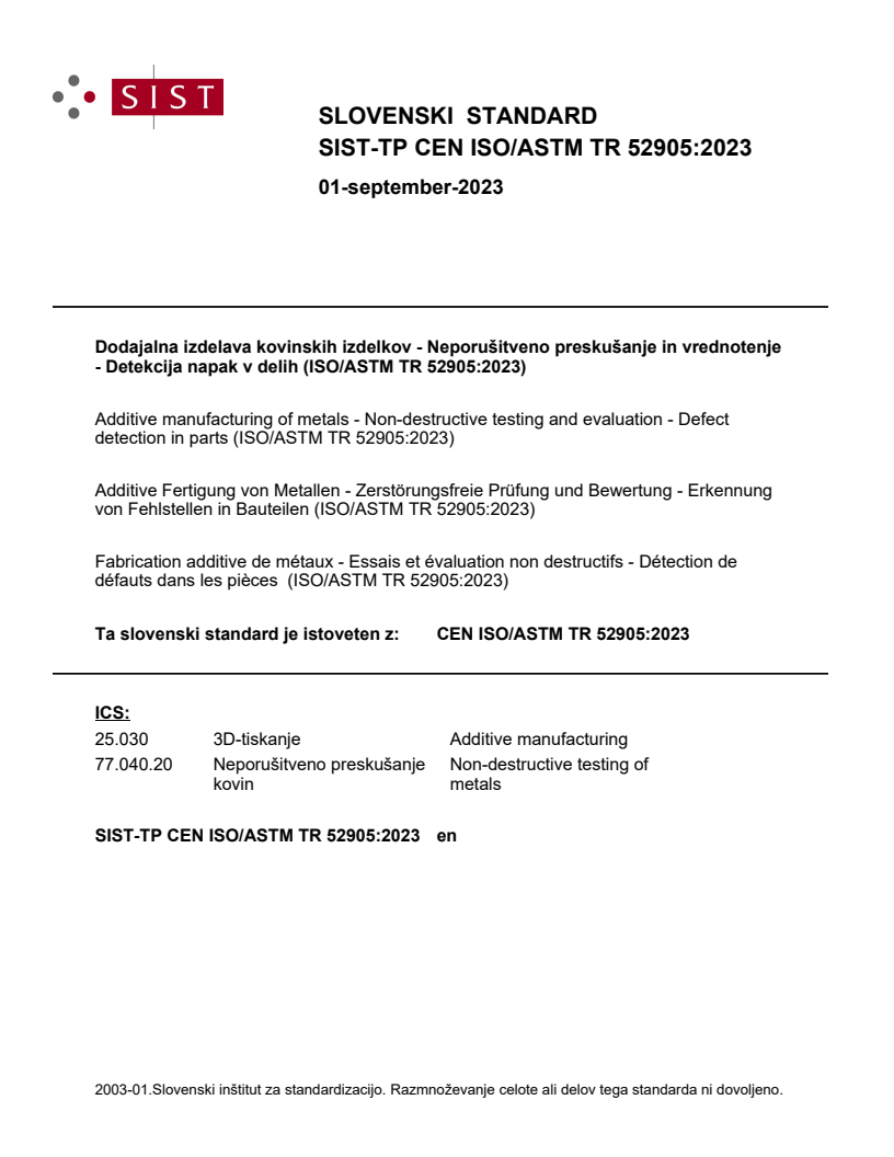 CEN ISO/ASTM TR 52905:2023 TP CEN ISO/ASTM TR 52905:2023 - BARVE - Page 1 preview