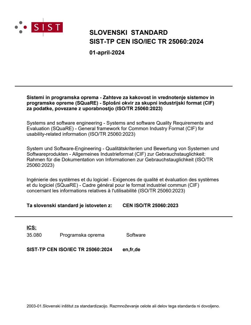 SIST-TP CEN ISO/IEC TR 25060:2024 SIST-TP CEN ISO/IEC TR 25060:2024 - Page 1 preview