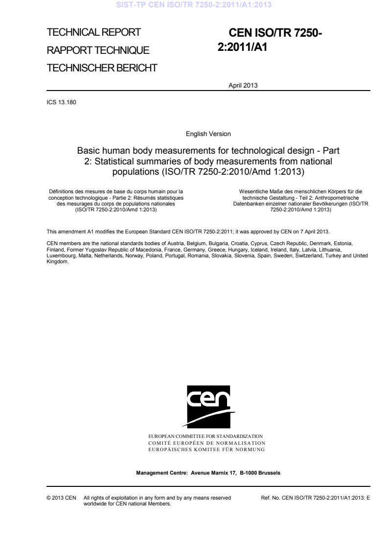 CEN ISO/TR 7250-2:2011/A1:2013 TP CEN ISO/TR 7250-2:2011/A1:2013 - Page 3 preview