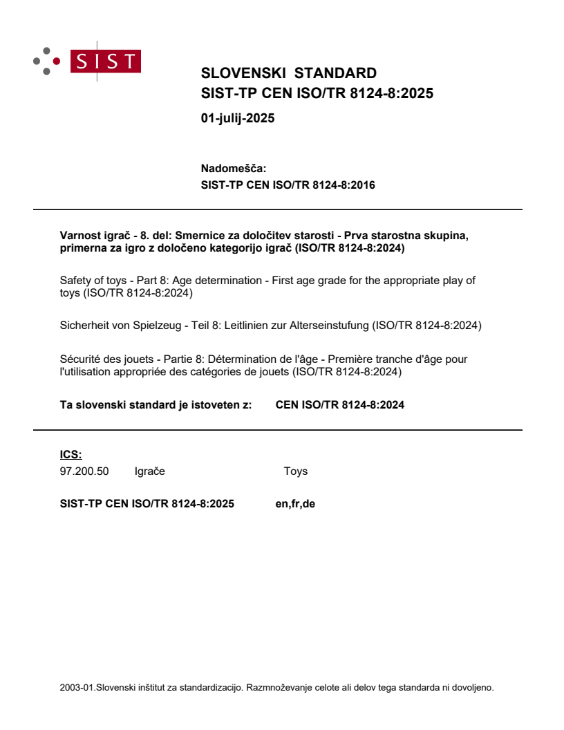 TP CEN ISO/TR 8124-8:2025