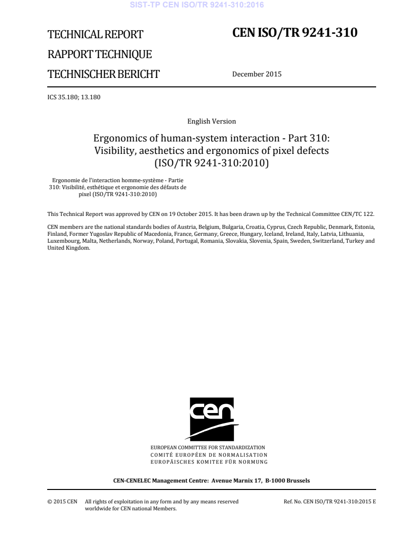 CEN ISO/TR 9241-310:2015 TP CEN ISO/TR 9241-310:2016 - BARVE - Page 3 preview