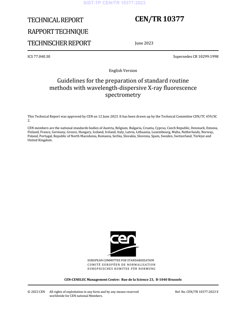 CEN/TR 10377:2023 TP CEN/TR 10377:2023 - Page 3 preview