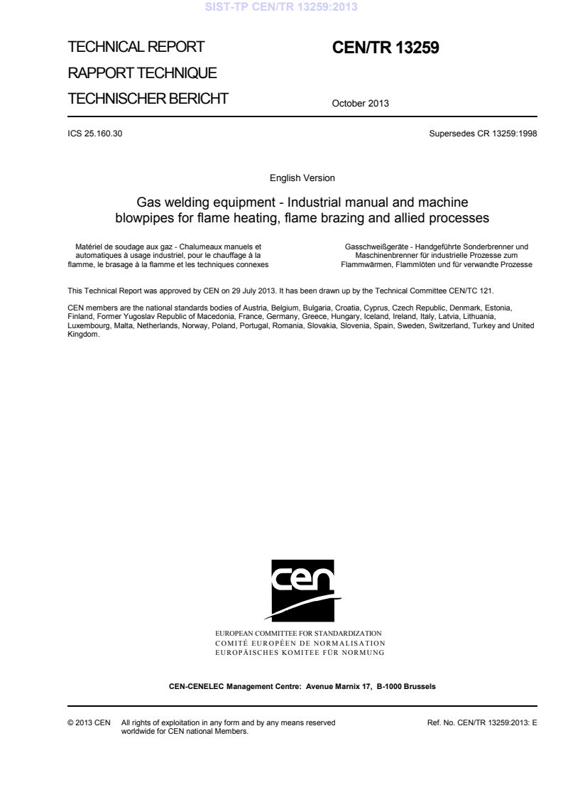 CEN/TR 13259:2013 TP CEN/TR 13259:2013 - Page 3 preview