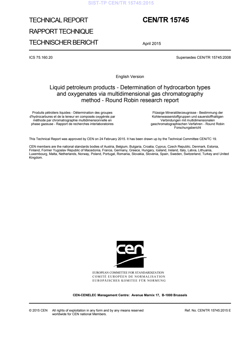 CEN/TR 15745:2015 TP CEN/TR 15745:2015 - BARVE - Page 3 preview