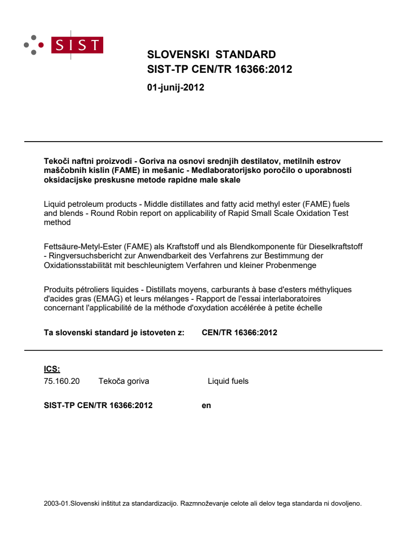 CEN/TR 16366:2012 TP CEN/TR 16366:2012 - BARVE - Page 1 preview