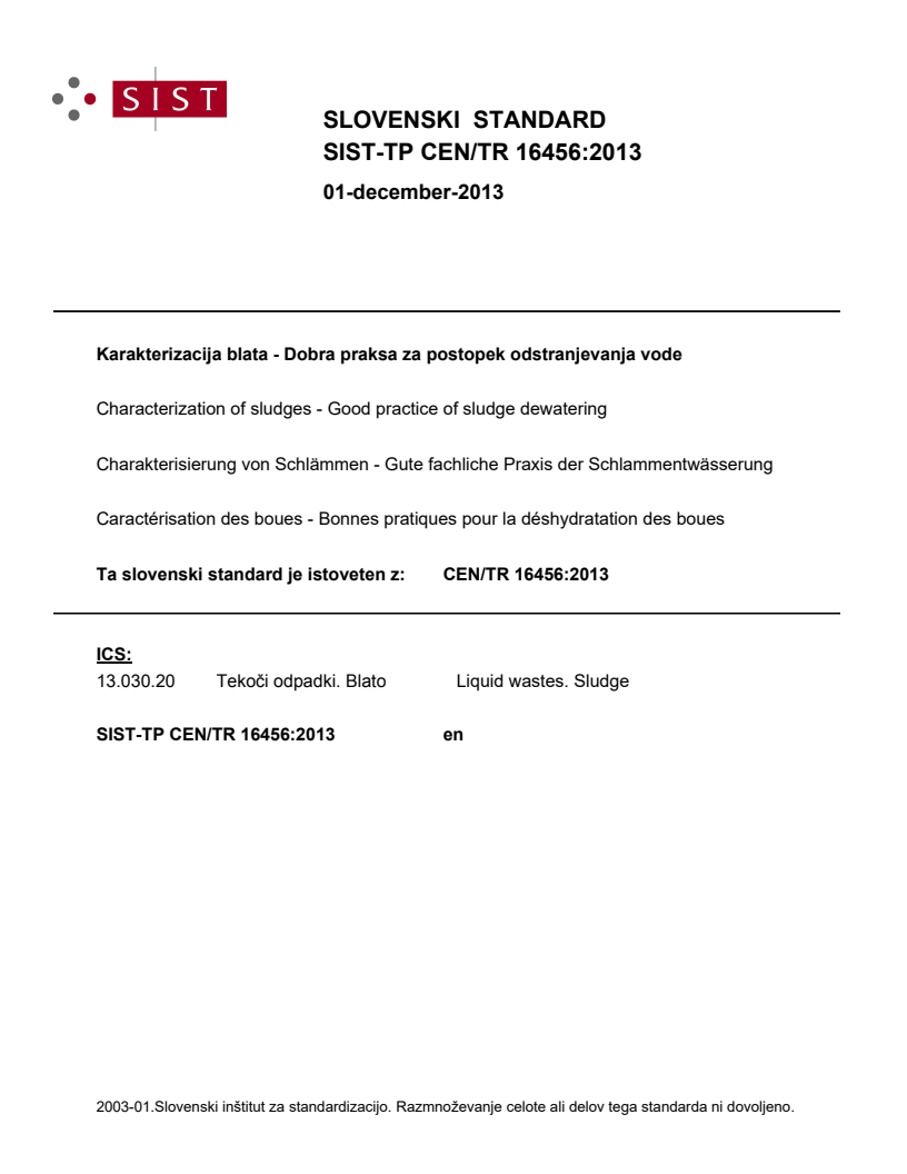 CEN/TR 16456:2013 TP CEN/TR 16456:2013 - BARVE - Page 1 preview