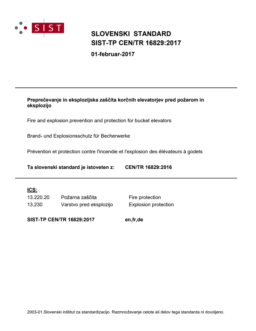 CEN/TR 16829:2016 TP CEN/TR 16829:2017 - Page 1 preview