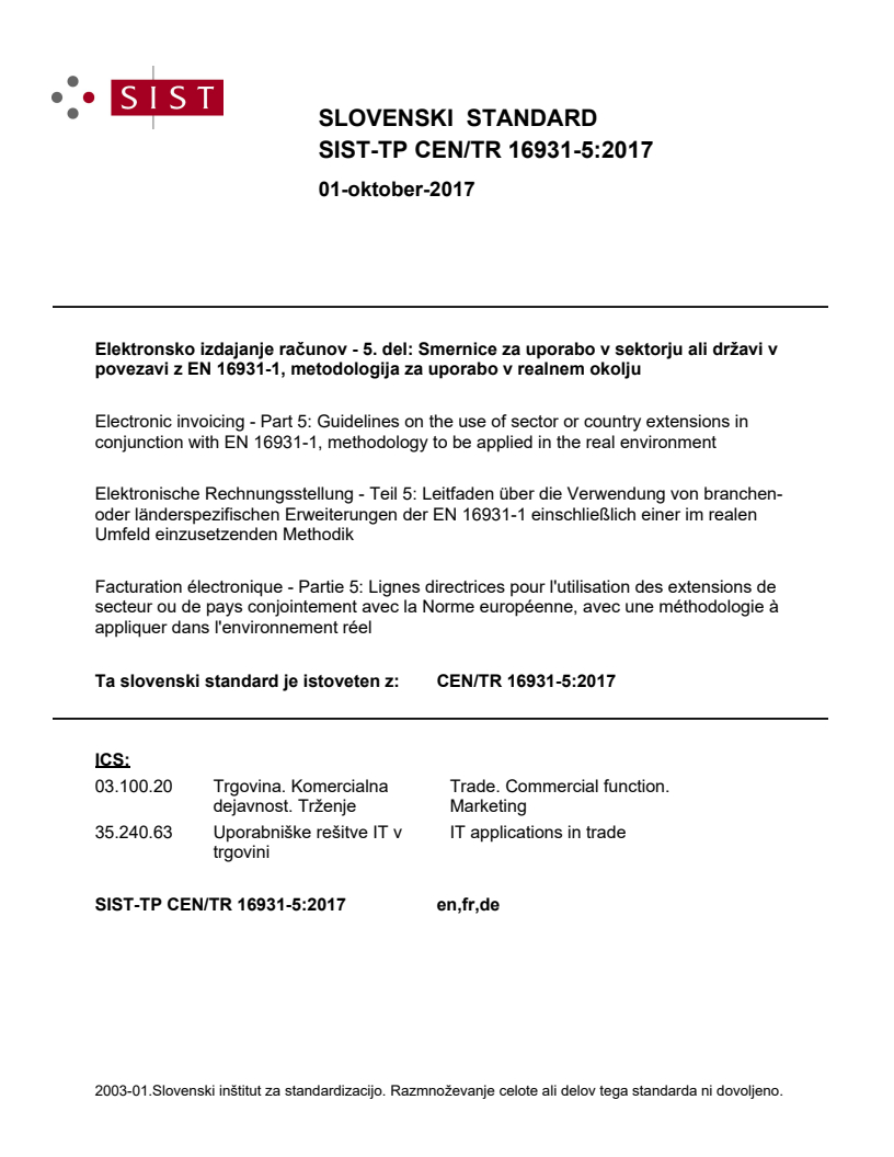CEN/TR 16931-5:2017 TP CEN/TR 16931-5:2017 - BARVE - Page 1 preview