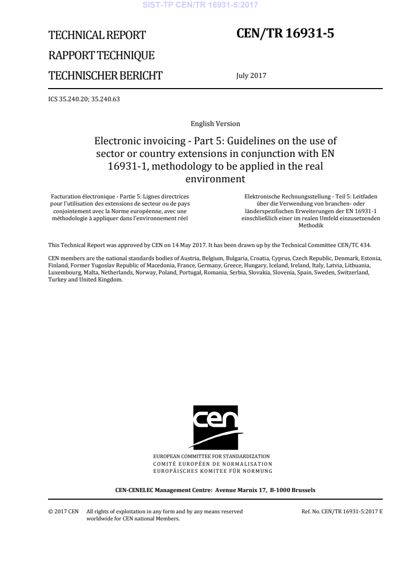 CEN/TR 16931-5:2017 TP CEN/TR 16931-5:2017 - BARVE - Page 3 preview