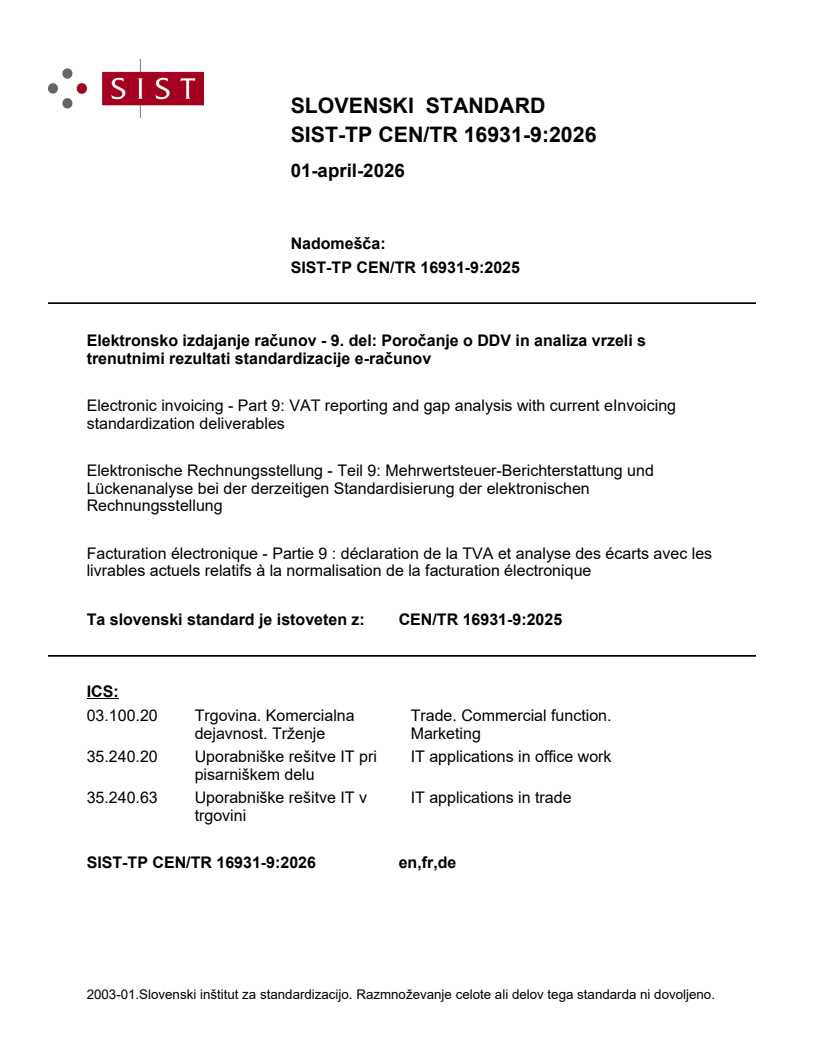 SIST-TP CEN/TR 16931-9:2026 SIST-TP CEN/TR 16931-9:2026 - BARVE - Page 1 preview