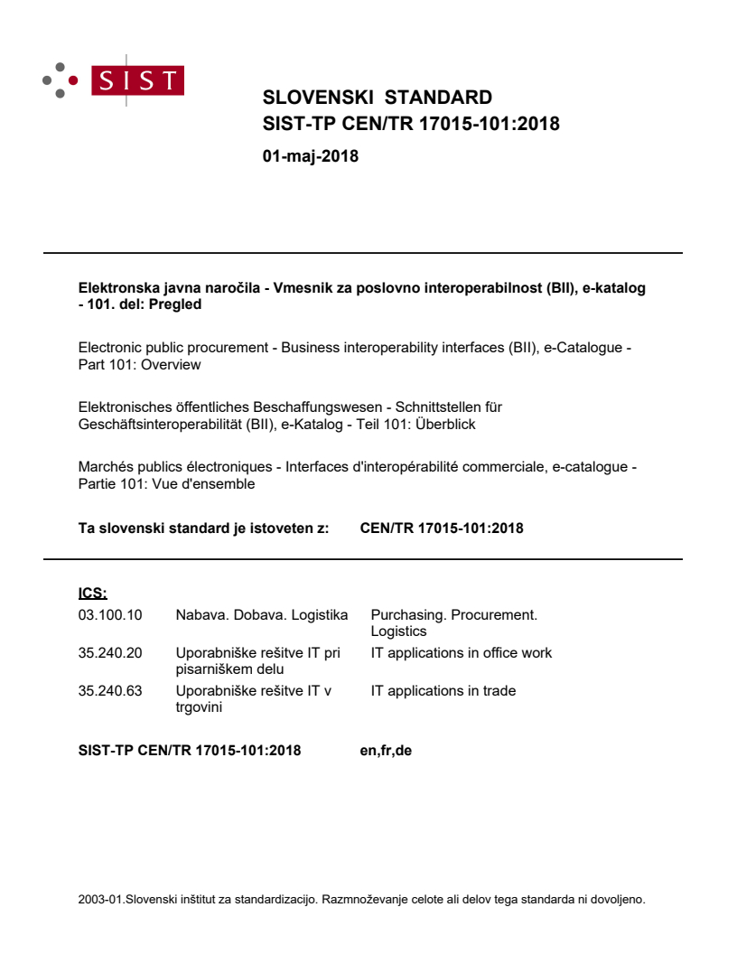 CEN/TR 17015-101:2018 TP CEN/TR 17015-101:2018 - BARVE - Page 1 preview
