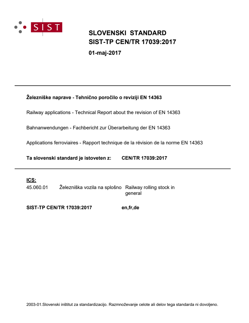 CEN/TR 17039:2017 TP CEN/TR 17039:2017 - BARVE - Page 1 preview