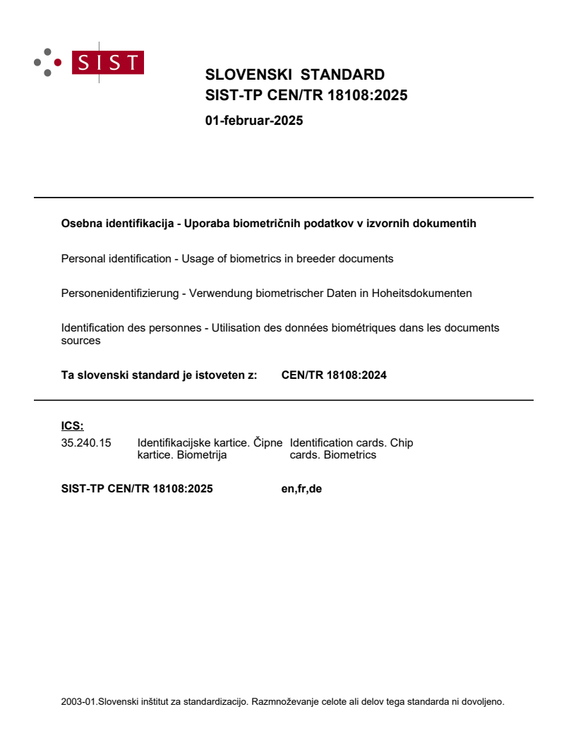 CEN/TR 18108:2024 TP CEN/TR 18108:2025 - Page 1 preview