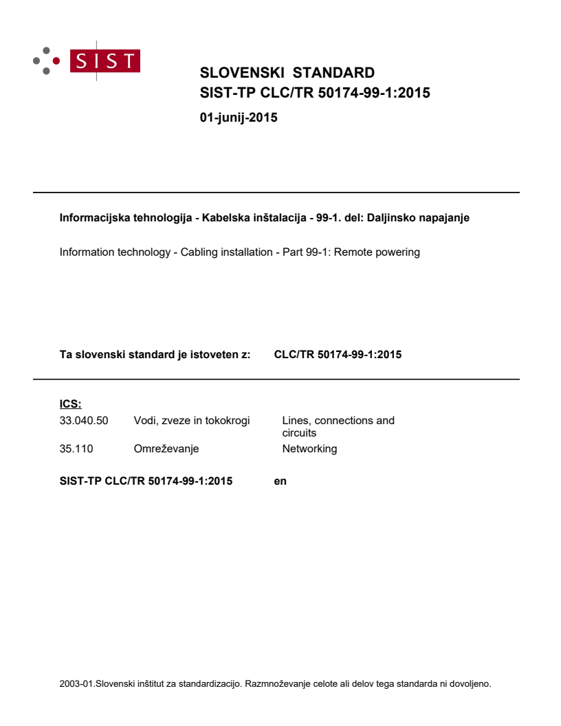 TP CLC/TR 50174-99-1:2015 - BARVE