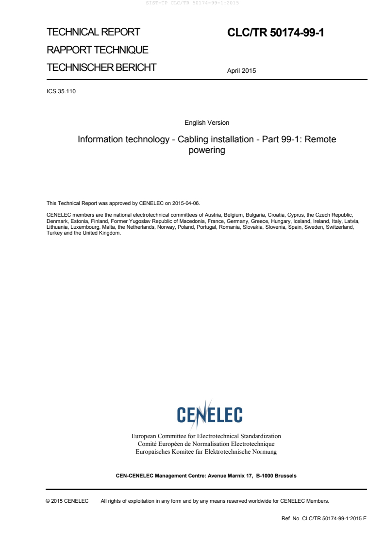 TP CLC/TR 50174-99-1:2015 - BARVE