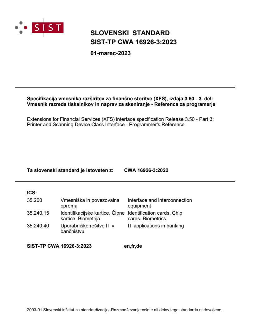 SIST-TP CWA 16926-3:2023 SIST-TP CWA 16926-3:2023 - Page 1 preview