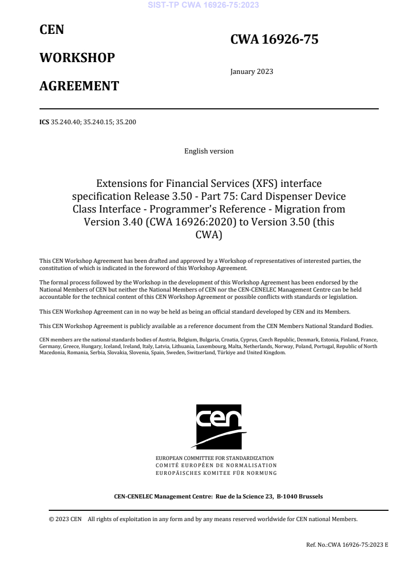 CWA 16926-75:2023 TP CWA 16926-75:2023 - Page 3 preview
