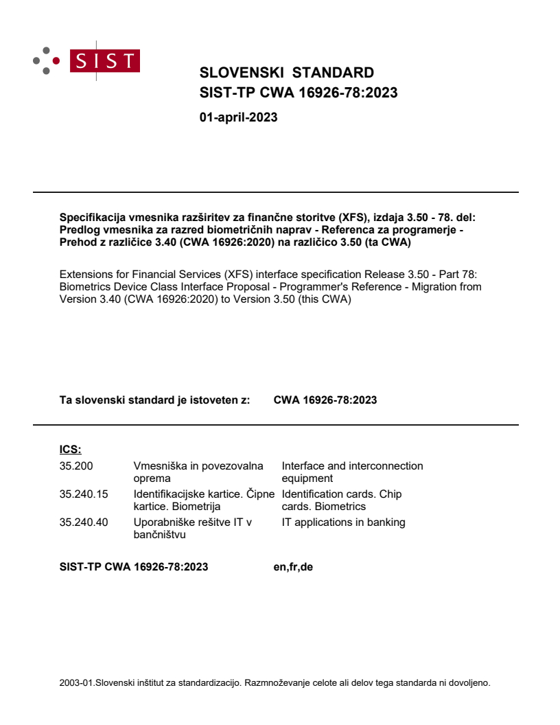 CWA 16926-78:2023 TP CWA 16926-78:2023 - BARVE - Page 1 preview