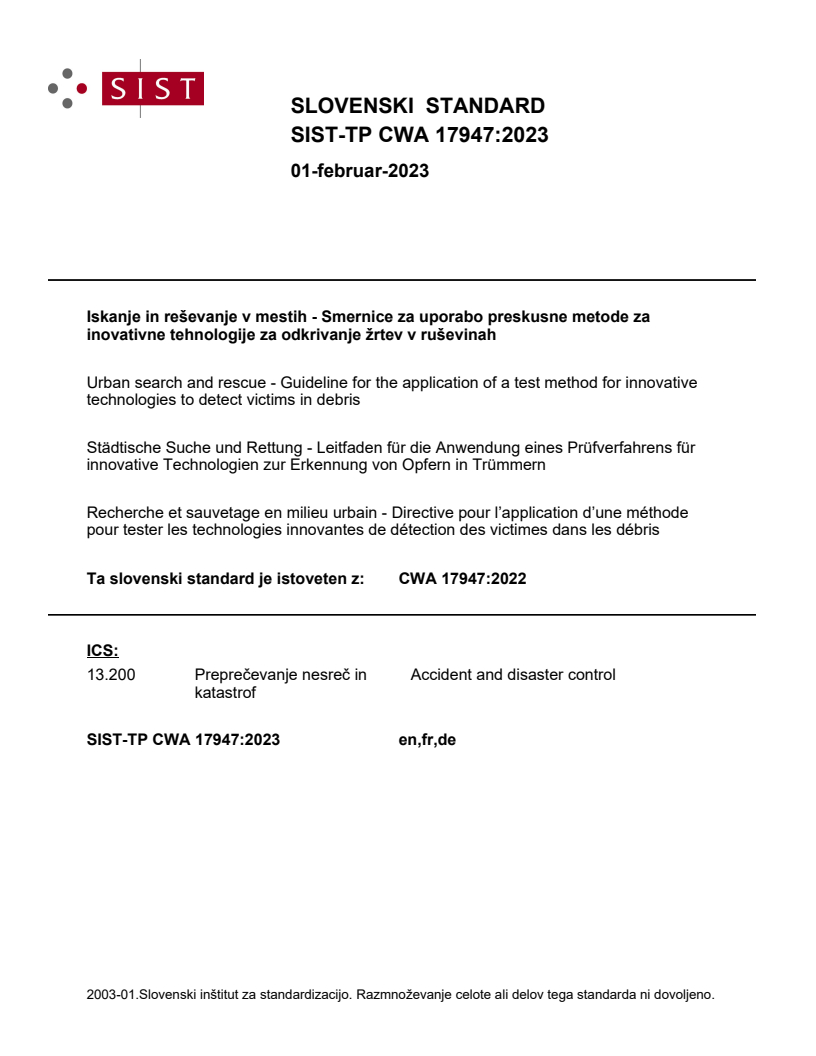 CWA 17947:2022 TP CWA 17947:2023 - Page 1 preview