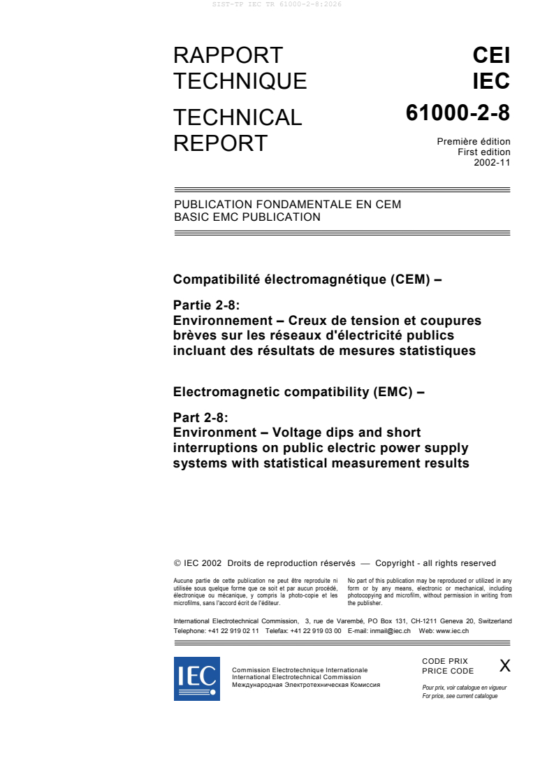 SIST-TP IEC TR 61000-2-8:2026 SIST-TP IEC TR 61000-2-8:2026 - BARVE - Page 3 preview