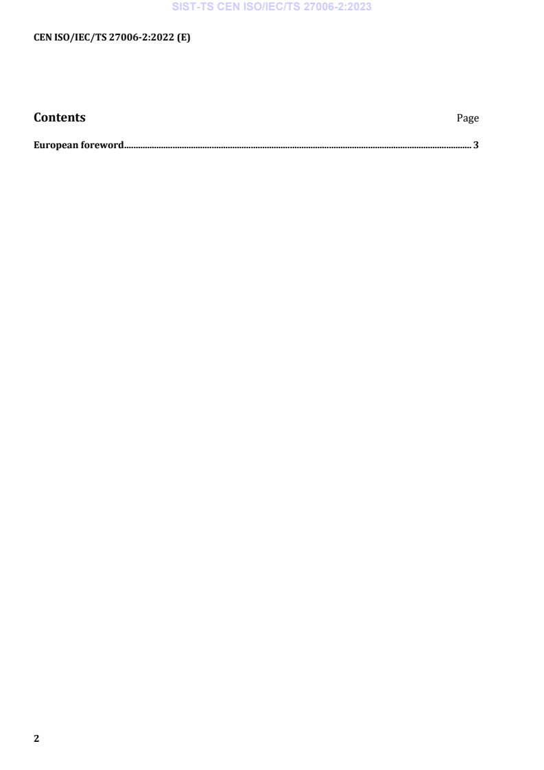 CEN ISO/IEC/TS 27006-2:2022 TS CEN ISO/IEC/TS 27006-2:2023 - Page 4 preview