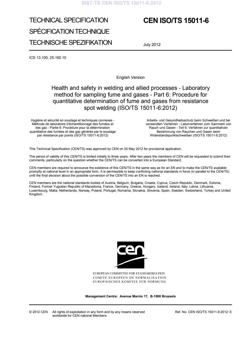 CEN ISO/TS 15011-6:2012 TS CEN ISO/TS 15011-6:2012 - BARVE - Page 3 preview