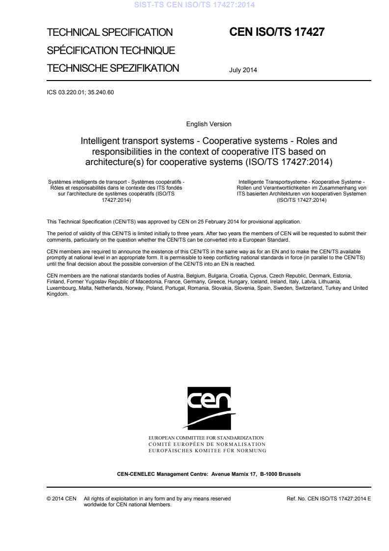 CEN ISO/TS 17427:2014 TS CEN ISO/TS 17427:2014 - BARVE - Page 3 preview