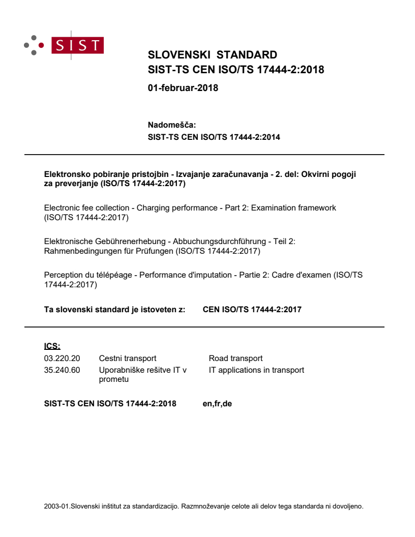 CEN ISO/TS 17444-2:2017 TS CEN ISO/TS 17444-2:2018 - Page 1 preview