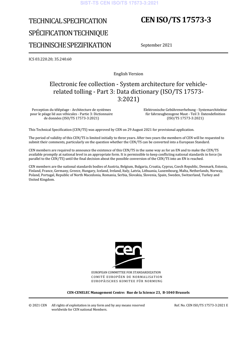 CEN ISO/TS 17573-3:2021 TS CEN ISO/TS 17573-3:2021 - Page 3 preview