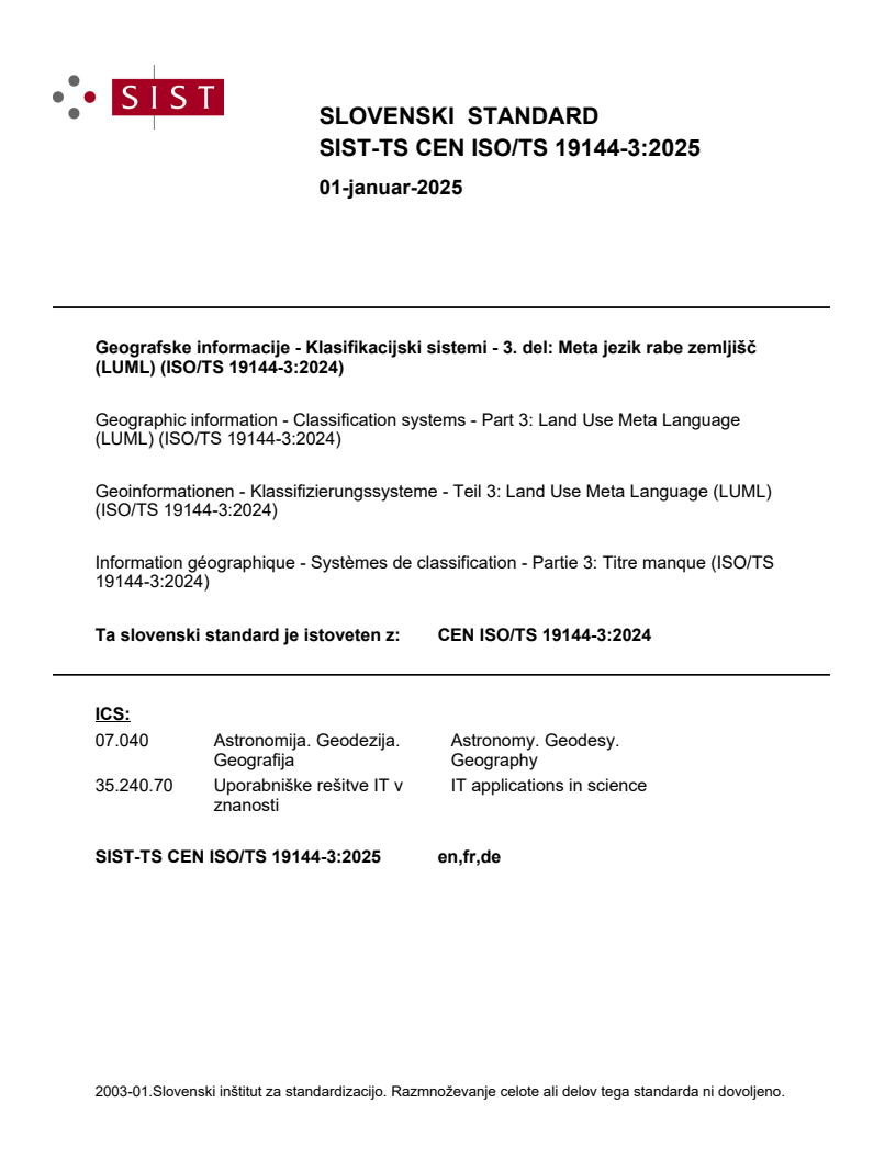 SIST-TS CEN ISO/TS 19144-3:2025 SIST-TS CEN ISO/TS 19144-3:2025 - BARVE - Page 1 preview