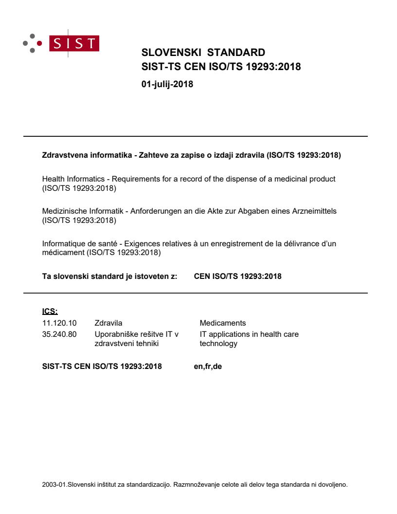 CEN ISO/TS 19293:2018 TS CEN ISO/TS 19293:2018 - BARVE - Page 1 preview