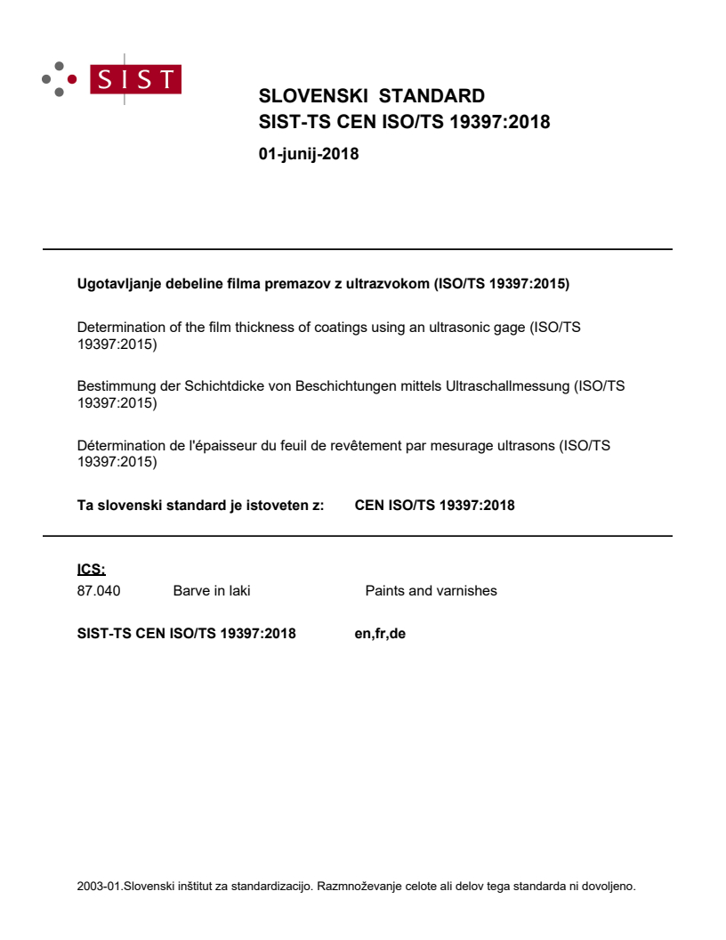 CEN ISO/TS 19397:2018 TS CEN ISO/TS 19397:2018 - Page 1 preview