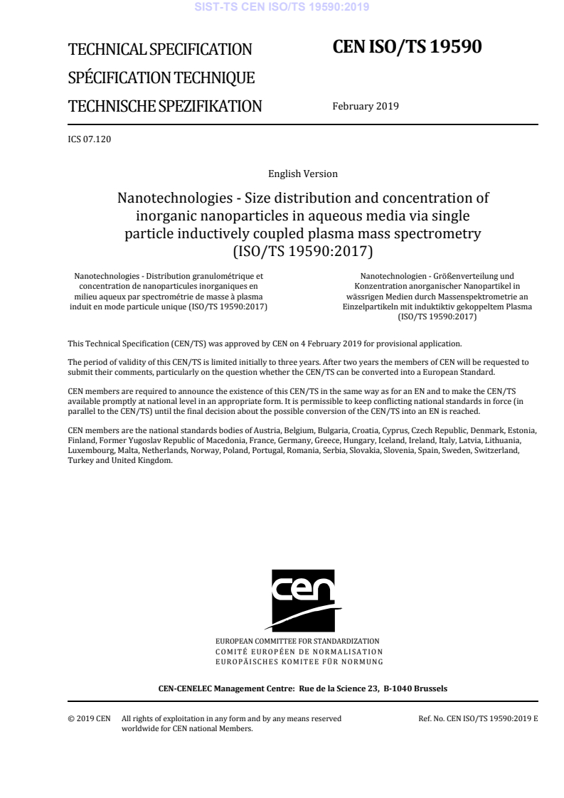 CEN ISO/TS 19590:2019 TS CEN ISO/TS 19590:2019 - Page 3 preview