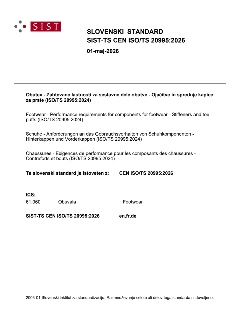 CEN ISO/TS 20995:2026 TS CEN ISO/TS 20995:2026 - Page 1 preview
