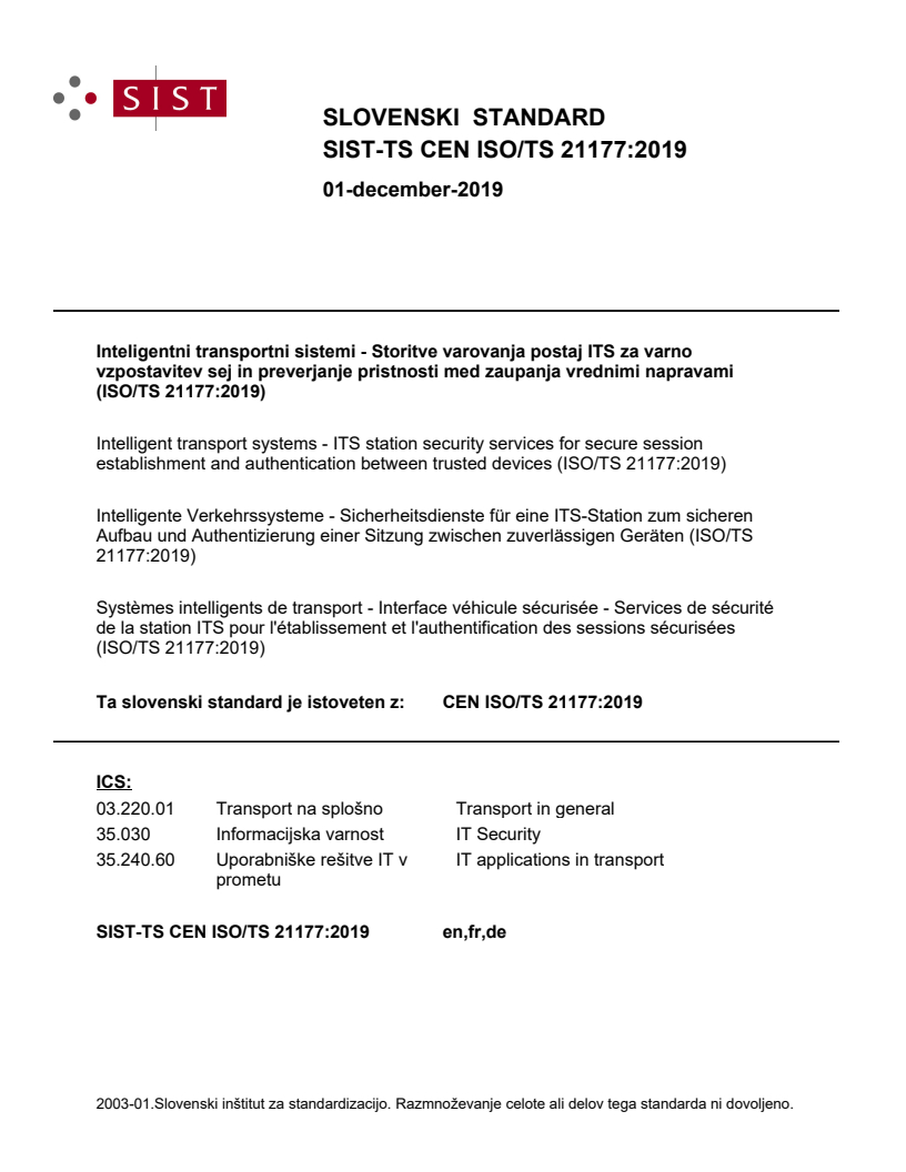 CEN ISO/TS 21177:2019 TS CEN ISO/TS 21177:2019 - BARVE - Page 1 preview