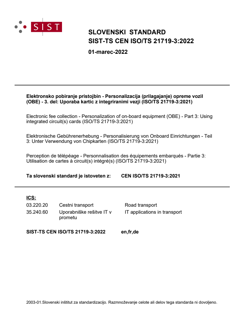 CEN ISO/TS 21719-3:2021 TS CEN ISO/TS 21719-3:2022 - Page 1 preview