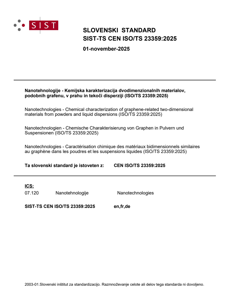 SIST-TS CEN ISO/TS 23359:2025 - BARVE