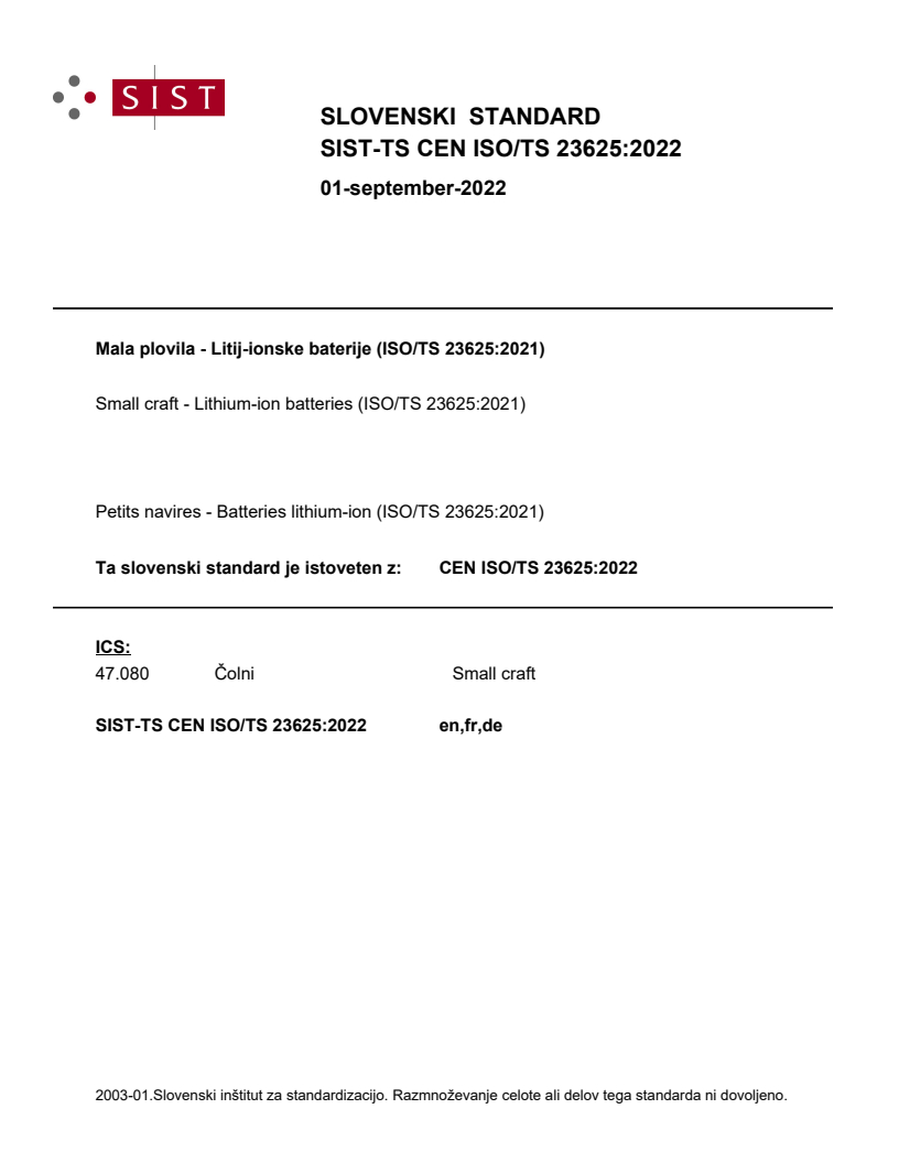 CEN ISO/TS 23625:2022 TS CEN ISO/TS 23625:2022 - Page 1 preview