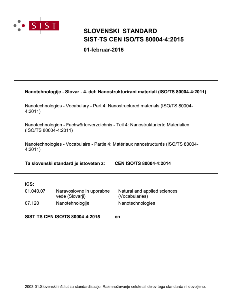 CEN ISO/TS 80004-4:2014 TS CEN ISO/TS 80004-4:2015 - Page 1 preview
