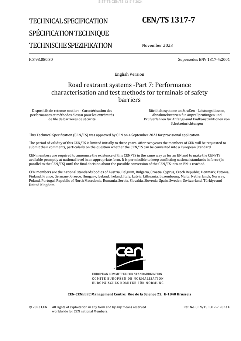 CEN/TS 1317-7:2023 TS CEN/TS 1317-7:2024 - Page 3 preview